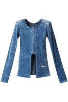 【プランク プロジェクト/PRANK PROJECT】のクラッシュベロアパワーショルダー2WAYトップ / Crashed Velor Power Shoulder 2WAY Top BLU(ブルー)|ID: prp329100003487801 ipo3291000000036402270