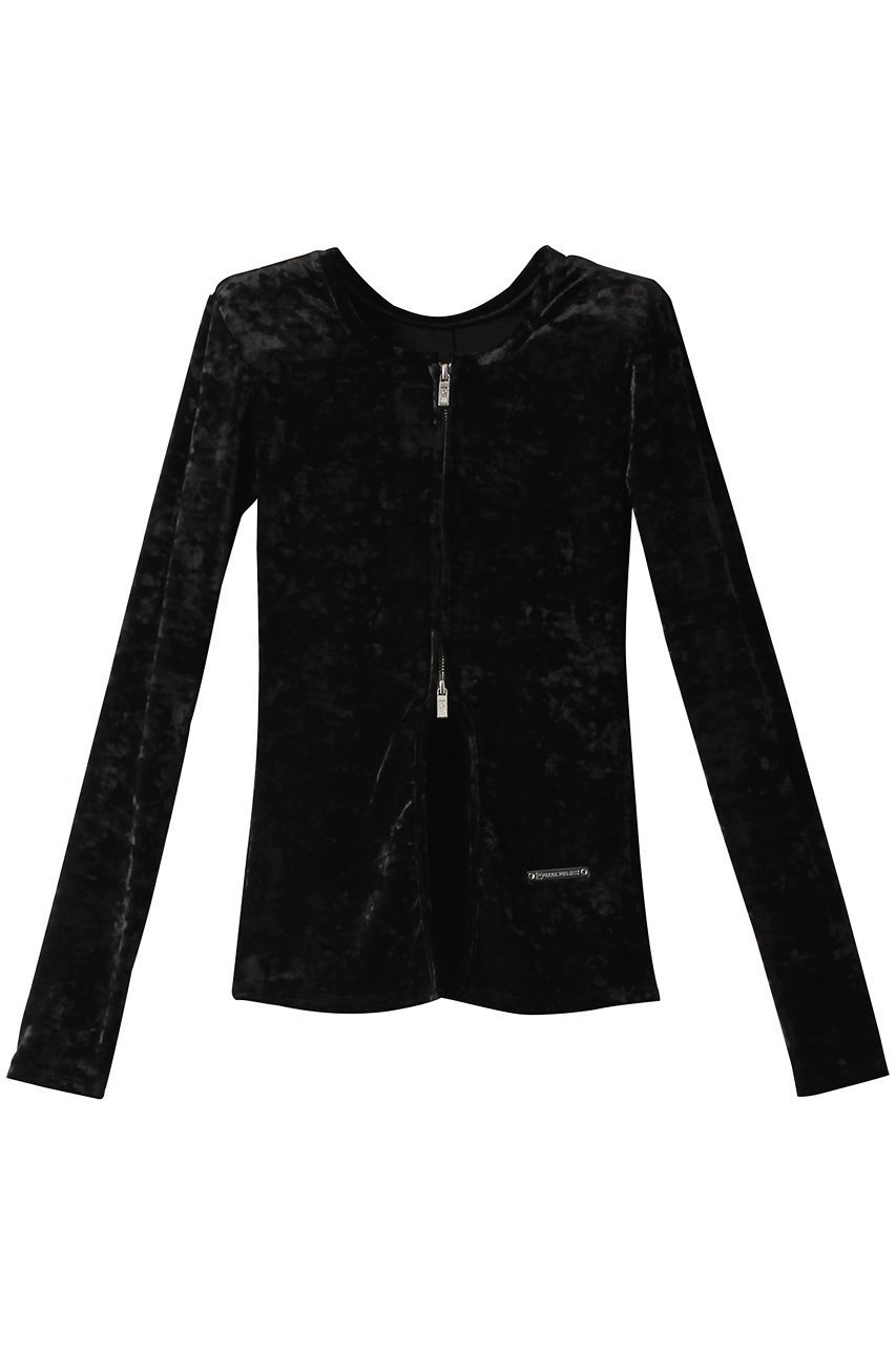 【プランク プロジェクト/PRANK PROJECT】のクラッシュベロアパワーショルダー2WAYトップ / Crashed Velor Power Shoulder 2WAY Top インテリア・キッズ・メンズ・レディースファッション・服の通販 founy(ファニー) 　ファッション　Fashion　レディースファッション　Fashion for Women　トップス・カットソー　Cut & Sew Tops　シャツ・ブラウス・オフィスカジュアル　Elegant Blouses & Button-Ups　ベロアトップス　Velour Tops / Velvet-Look Items　クラッシュ　Distressed, Crashed Style　シンプル　Simple, Minimal　ストレッチ　Stretch, Stretchy Fabric　スリーブ　Sleeve, Long Sleeve / Short Sleeve　ベロア　Velour, Soft Velvet　ロング　Long, Long-Length　秋　Autumn　羽織　Haori, Light Jacket　BLK(ブラック)|ID: prp329100003487801 ipo3291000000036725862