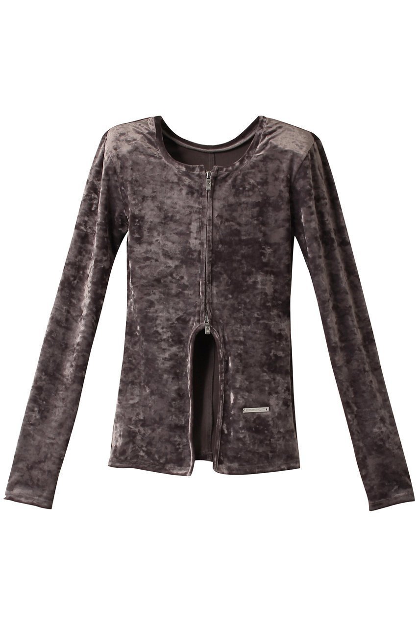 【プランク プロジェクト/PRANK PROJECT】のクラッシュベロアパワーショルダー2WAYトップ / Crashed Velor Power Shoulder 2WAY Top インテリア・キッズ・メンズ・レディースファッション・服の通販 founy(ファニー) 　ファッション　Fashion　レディースファッション　Fashion for Women　トップス・カットソー　Cut & Sew Tops　シャツ・ブラウス・オフィスカジュアル　Elegant Blouses & Button-Ups　ベロアトップス　Velour Tops / Velvet-Look Items　クラッシュ　Distressed, Crashed Style　シンプル　Simple, Minimal　ストレッチ　Stretch, Stretchy Fabric　スリーブ　Sleeve, Long Sleeve / Short Sleeve　ベロア　Velour, Soft Velvet　ロング　Long, Long-Length　秋　Autumn　羽織　Haori, Light Jacket　GRY(グレー)|ID: prp329100003487801 ipo3291000000036725863