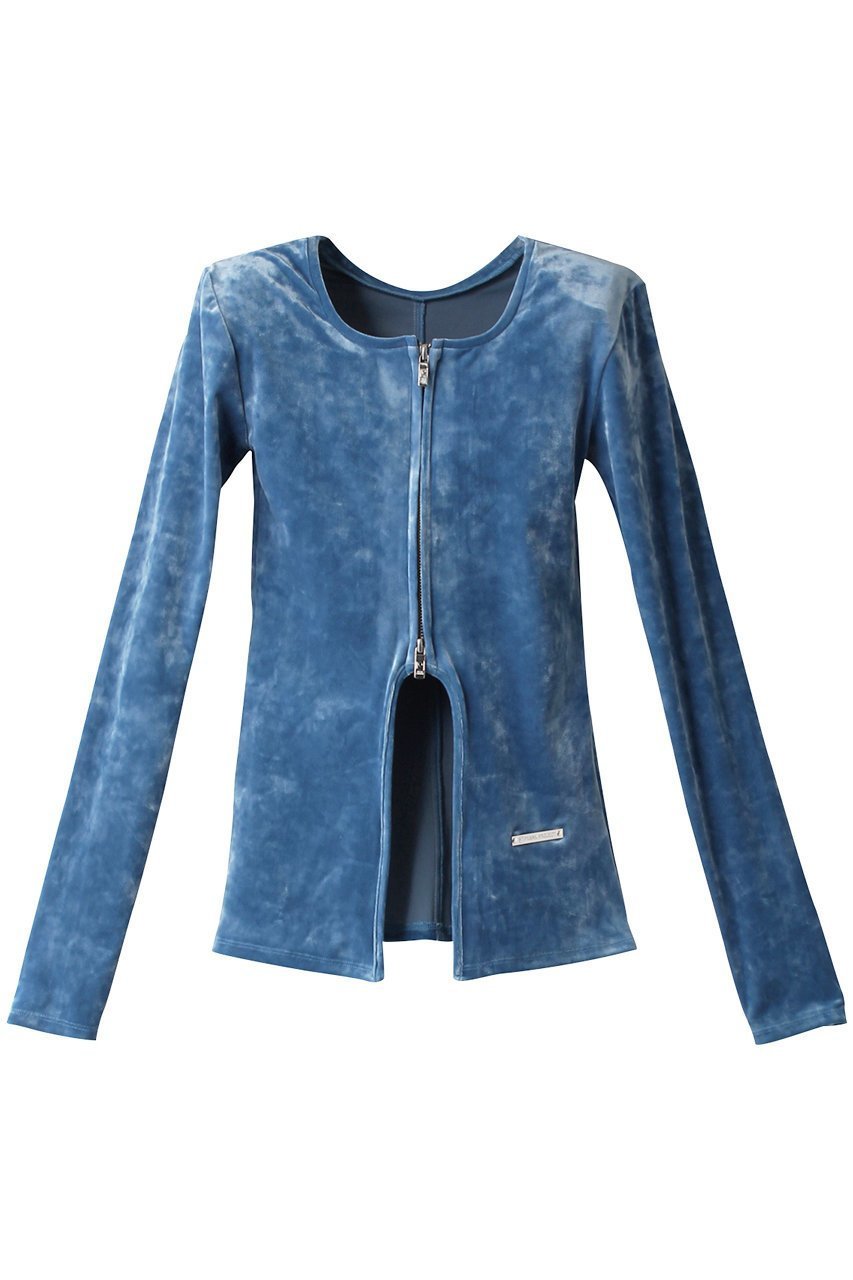 【プランク プロジェクト/PRANK PROJECT】のクラッシュベロアパワーショルダー2WAYトップ / Crashed Velor Power Shoulder 2WAY Top インテリア・キッズ・メンズ・レディースファッション・服の通販 founy(ファニー) 　ファッション　Fashion　レディースファッション　Fashion for Women　トップス・カットソー　Cut & Sew Tops　シャツ・ブラウス・オフィスカジュアル　Elegant Blouses & Button-Ups　ベロアトップス　Velour Tops / Velvet-Look Items　クラッシュ　Distressed, Crashed Style　シンプル　Simple, Minimal　ストレッチ　Stretch, Stretchy Fabric　スリーブ　Sleeve, Long Sleeve / Short Sleeve　ベロア　Velour, Soft Velvet　ロング　Long, Long-Length　秋　Autumn　羽織　Haori, Light Jacket　BLU(ブルー)|ID: prp329100003487801 ipo3291000000036725865