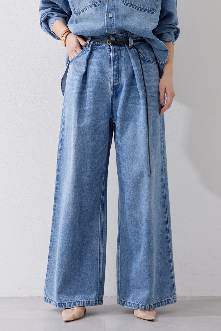 【ウィムガゼット/Whim Gazette】のデニムタックパンツ 人気、トレンドファッション・服の通販 founy(ファニー) 　ファッション　Fashion　レディースファッション　Fashion for Women　パンツ　Pants & Trousers　おすすめ　Recommended / Our Picks　ケミカル　Chemical, Chemical Wash　ストレート　Straight, Straight Cut　セットアップ　Set-Up, Coordinated Outfit　デニム　Denim, Jeans Material　ドレープ　Drape, Draping Fabric　フロント　Front, Front Design　ワイド　Wide, Wide Fit　ヴィンテージ　Vintage Style　 other-1|ID: prp329100003489655 ipo3291000000035742181