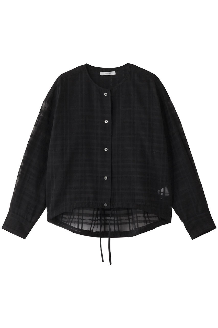 【エリオポール/heliopole】のドローストリングシャツ インテリア・キッズ・メンズ・レディースファッション・服の通販 founy(ファニー) 　ファッション　Fashion　レディースファッション　Fashion for Women　トップス・カットソー　Cut & Sew Tops　シャツ・ブラウス・オフィスカジュアル　Elegant Blouses & Button-Ups　スリーブ　Sleeve, Long Sleeve / Short Sleeve　チェック　Check, Plaid, Tartan　ロング　Long, Long-Length　ブラック|ID: prp329100003492325 ipo3291000000032837208