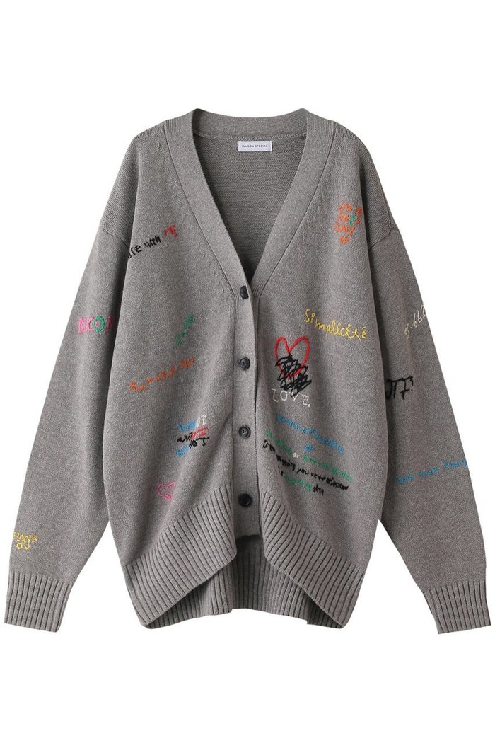 【メゾンスペシャル/MAISON SPECIAL】のライフワードエンブロイダリーニットカーディガン インテリア・キッズ・メンズ・レディースファッション・服の通販 founy(ファニー) https://founy.com/ ファッション Fashion レディースファッション Fashion for Women トップス・カットソー Cut & Sew Tops ニット Knit Tops & Sweaters カーディガン・羽織り Layered Style Cardigans おすすめ Recommended / Our Picks カーディガン Cardigan, Knitwear ガーリー Girly, Feminine Style モチーフ Motif, Design Theme |ID: prp329100003495977 ipo3291000000036925546