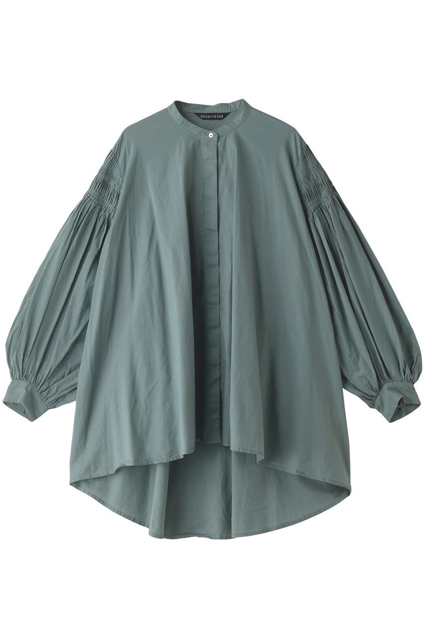 【ミズイロ インド/mizuiro ind】のpin tucked puff slv shirt シャツ インテリア・キッズ・メンズ・レディースファッション・服の通販 founy(ファニー) 　ファッション　Fashion　レディースファッション　Fashion for Women　トップス・カットソー　Cut & Sew Tops　シャツ・ブラウス・オフィスカジュアル　Elegant Blouses & Button-Ups　スリーブ　Sleeve, Long Sleeve / Short Sleeve　フェミニン　Feminine, Girly　ロング　Long, Long-Length　人気　Popular, Best Seller　green|ID: prp329100003497269 ipo3291000000032932253