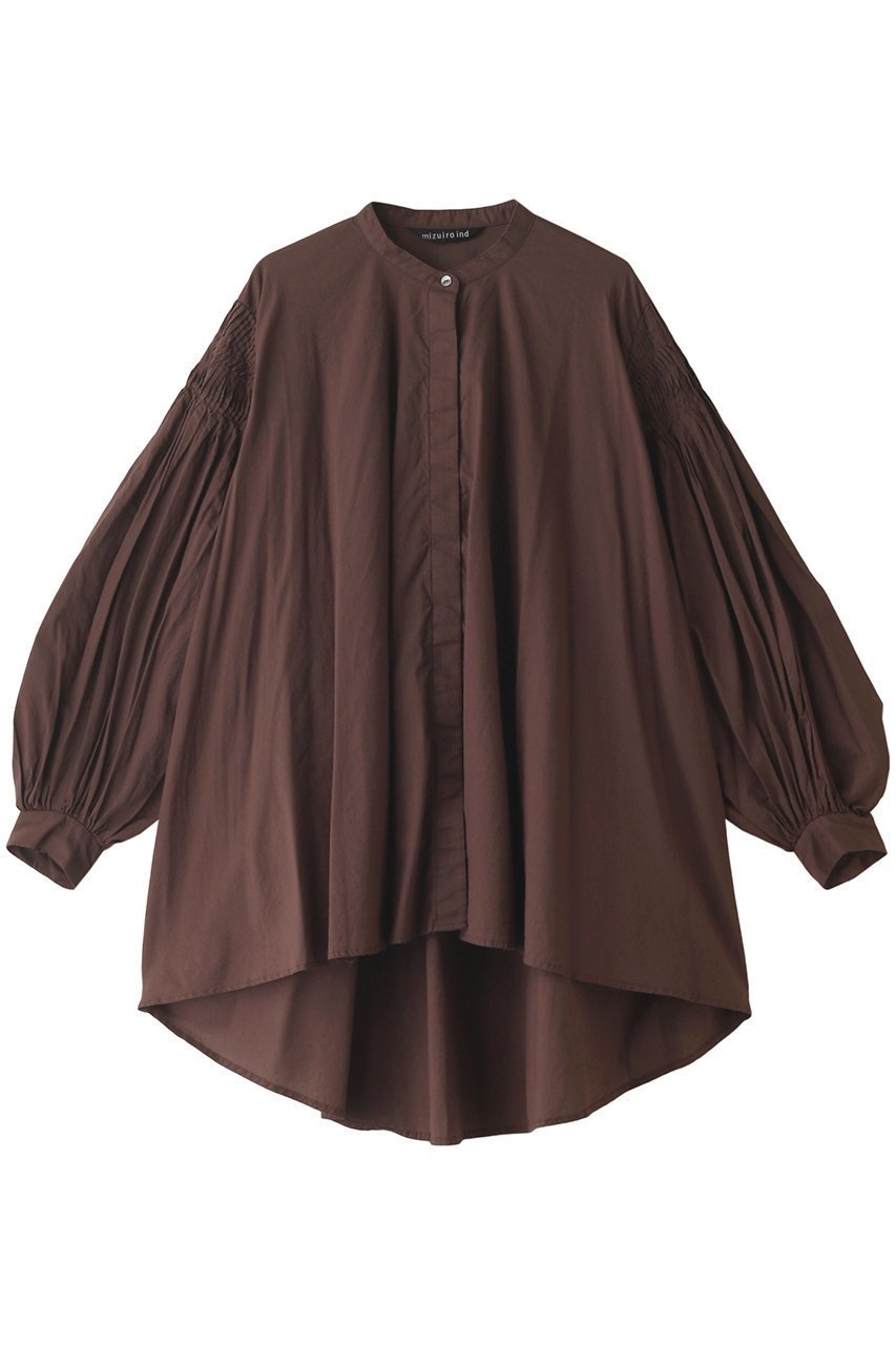 【ミズイロ インド/mizuiro ind】のpin tucked puff slv shirt シャツ インテリア・キッズ・メンズ・レディースファッション・服の通販 founy(ファニー) 　ファッション　Fashion　レディースファッション　Fashion for Women　トップス・カットソー　Cut & Sew Tops　シャツ・ブラウス・オフィスカジュアル　Elegant Blouses & Button-Ups　スリーブ　Sleeve, Long Sleeve / Short Sleeve　フェミニン　Feminine, Girly　ロング　Long, Long-Length　人気　Popular, Best Seller　brown|ID: prp329100003497269 ipo3291000000032932262