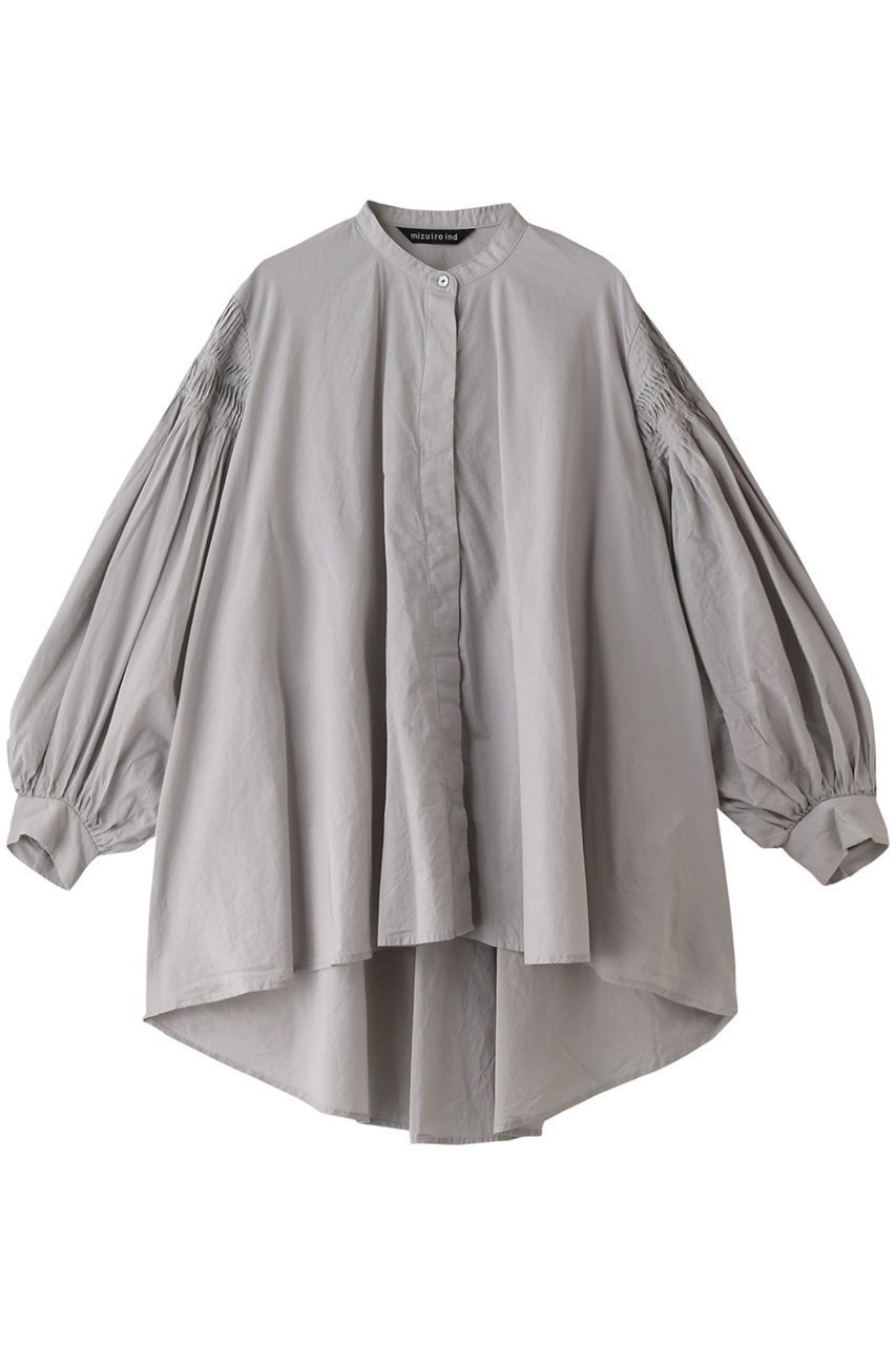 【ミズイロ インド/mizuiro ind】のpin tucked puff slv shirt シャツ インテリア・キッズ・メンズ・レディースファッション・服の通販 founy(ファニー) 　ファッション　Fashion　レディースファッション　Fashion for Women　トップス・カットソー　Cut & Sew Tops　シャツ・ブラウス・オフィスカジュアル　Elegant Blouses & Button-Ups　スリーブ　Sleeve, Long Sleeve / Short Sleeve　フェミニン　Feminine, Girly　ロング　Long, Long-Length　人気　Popular, Best Seller　l.gray(90)|ID: prp329100003497269 ipo3291000000032932288