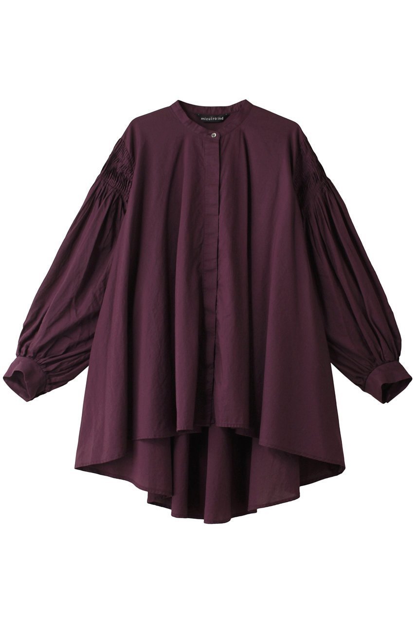 【ミズイロ インド/mizuiro ind】のpin tucked puff slv shirt シャツ インテリア・キッズ・メンズ・レディースファッション・服の通販 founy(ファニー) 　ファッション　Fashion　レディースファッション　Fashion for Women　トップス・カットソー　Cut & Sew Tops　シャツ・ブラウス・オフィスカジュアル　Elegant Blouses & Button-Ups　スリーブ　Sleeve, Long Sleeve / Short Sleeve　フェミニン　Feminine, Girly　ロング　Long, Long-Length　人気　Popular, Best Seller　wine|ID: prp329100003497269 ipo3291000000032932310