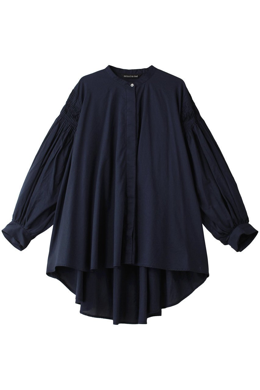 【ミズイロ インド/mizuiro ind】のpin tucked puff slv shirt シャツ インテリア・キッズ・メンズ・レディースファッション・服の通販 founy(ファニー) 　ファッション　Fashion　レディースファッション　Fashion for Women　トップス・カットソー　Cut & Sew Tops　シャツ・ブラウス・オフィスカジュアル　Elegant Blouses & Button-Ups　スリーブ　Sleeve, Long Sleeve / Short Sleeve　フェミニン　Feminine, Girly　ロング　Long, Long-Length　人気　Popular, Best Seller　navy|ID: prp329100003497269 ipo3291000000032932317