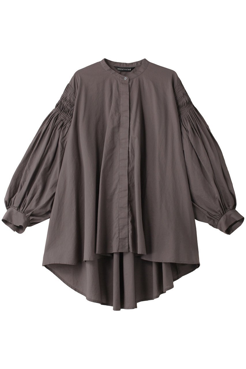 【ミズイロ インド/mizuiro ind】のpin tucked puff slv shirt シャツ インテリア・キッズ・メンズ・レディースファッション・服の通販 founy(ファニー) 　ファッション　Fashion　レディースファッション　Fashion for Women　トップス・カットソー　Cut & Sew Tops　シャツ・ブラウス・オフィスカジュアル　Elegant Blouses & Button-Ups　スリーブ　Sleeve, Long Sleeve / Short Sleeve　フェミニン　Feminine, Girly　ロング　Long, Long-Length　人気　Popular, Best Seller　gray|ID: prp329100003497269 ipo3291000000032932326