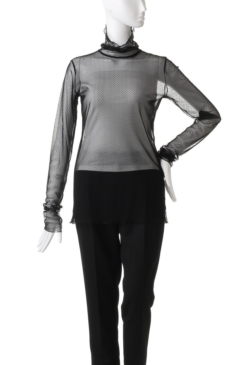 【コルピエロ/Col Pierrot】のチュールドットプルオーバー 人気、トレンドファッション・服の通販 founy(ファニー) 　ファッション　Fashion　レディースファッション　Fashion for Women　トップス・カットソー　Cut & Sew Tops　シャツ・ブラウス・オフィスカジュアル　Elegant Blouses & Button-Ups　ロングTシャツ・Tシャツ　Longline T-Shirts & Tees　カジュアルプルオーバー・ニットトップス　Pullovers & Knit Tops / Casual Pullovers　カットソー・ベーシックTシャツ　Cut-and-Sewn Tops / Stretch Tees & Basics　インナー　Innerwear　キャミワンピース　Cami Dress, Slip Dress　シアー　Sheer, See-Through　ジャケット　Jacket, Outerwear　スウェット / スエット　Sweatshirt, Sweatwear　スリーブ　Sleeve, Long Sleeve / Short Sleeve　ドット　Polka Dot, Dot Pattern　フィット　Fit, Slim Fit　フリル　Frill, Ruffle　ロング　Long, Long-Length　エレガント 上品　Elegant　定番　Standard, Basic Item　other-2|ID: prp329100003498754 ipo3291000000032893321
