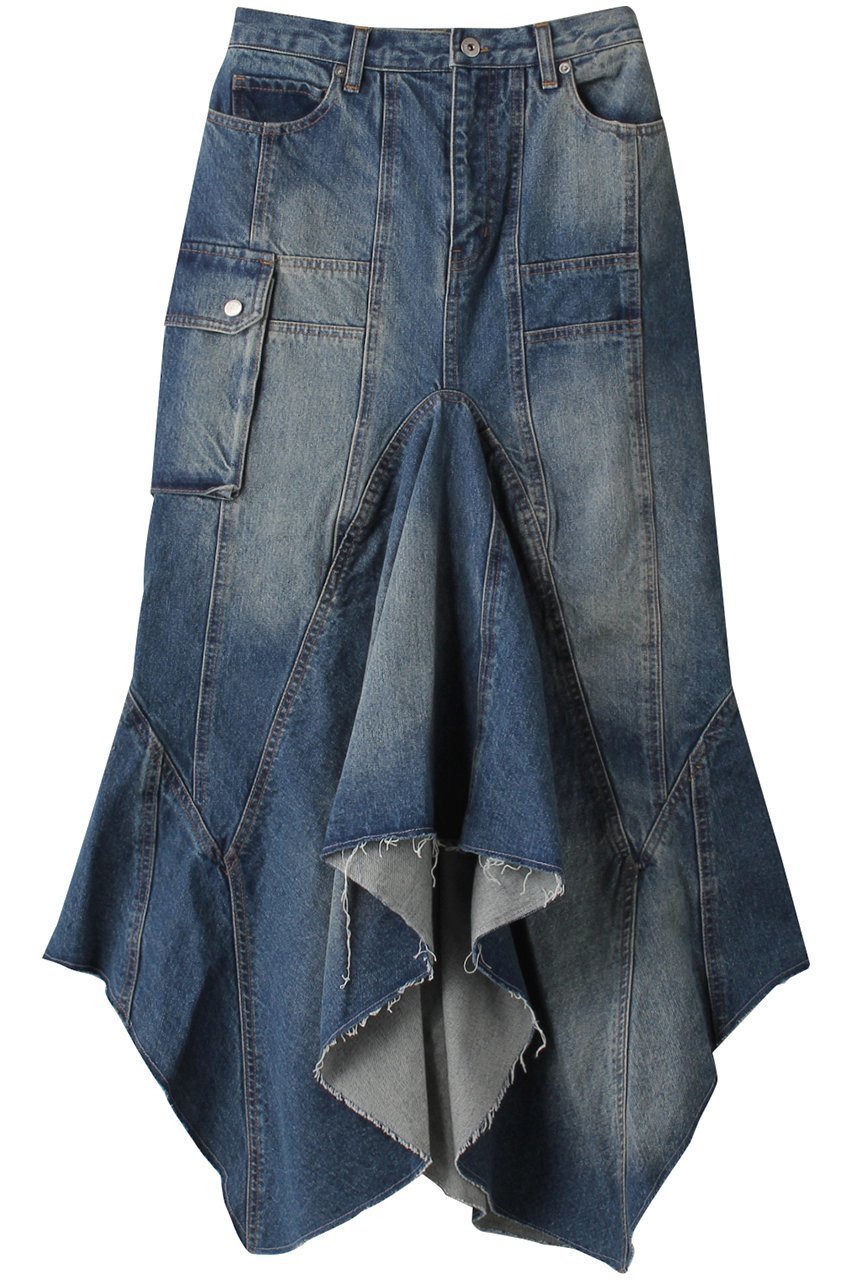 【プランク プロジェクト/PRANK PROJECT】のウェーブヘムデニムスカート / Wavy Hem Denim Skirt インテリア・キッズ・メンズ・レディースファッション・服の通販 founy(ファニー) 　ファッション　Fashion　レディースファッション　Fashion for Women　スカート　Skirts　デニムスカート・カジュアルスカート　Denim Skirts　ロングスカート　Long Skirts / Maxi & Midi Skirts　おすすめ　Recommended / Our Picks　デニム　Denim, Jeans Material　ロング　Long, Long-Length　ヴィンテージ　Vintage Style　BLU(ブルー)|ID: prp329100003498773 ipo3291000000034423891