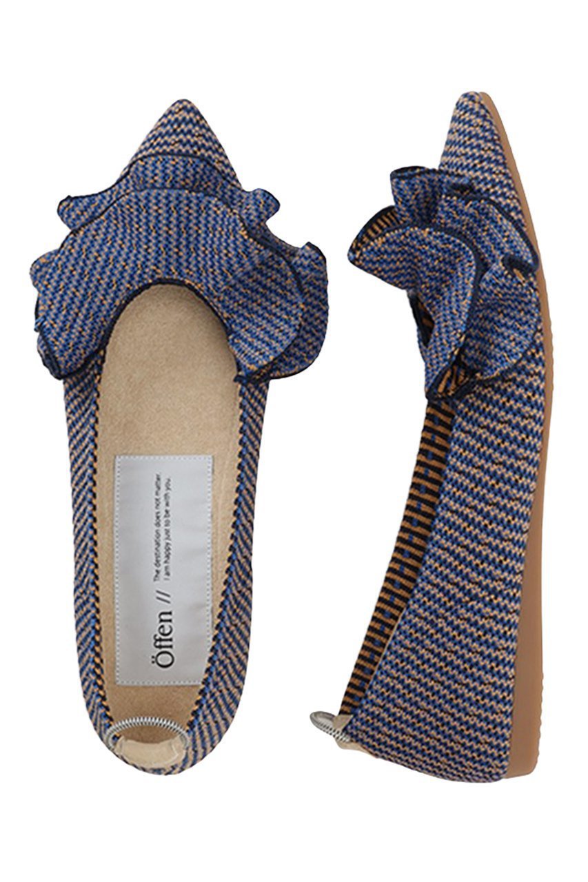 【オッフェン/Offen】のpointed-FRIN インテリア・キッズ・メンズ・レディースファッション・服の通販 founy(ファウニー) 　ファッション　Fashion　レディースファッション　Fashion for Women　おすすめ　Recommended / Our Picks　クッション　Cushion, Throw Pillow　シューズ　Shoes, Footwear　ビッグ　Big, Oversized　フラット　Flat, Flat Shoes　フリル　Frill, Ruffle　ベーシック　Basic, Essential　軽量　Lightweight, Ultra Light　BLUE & BEIGE|ID: prp329100003510746 ipo3291000000036750065