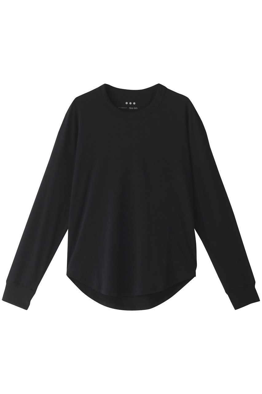 【スリー ドッツ/three dots】のニューサンデッドジャージー ロングTシャツ インテリア・キッズ・メンズ・レディースファッション・服の通販 founy(ファニー) 　ファッション　Fashion　レディースファッション　WOMEN　トップス・カットソー　Tops/Tshirt　シャツ/ブラウス　Shirts/Blouses　ロング / Tシャツ　T-Shirts　カットソー　Cut and Sewn　インド　India　スリーブ　Sleeve　ロング　Long　再入荷　Restock/Back In Stock/Re Arrival　長袖　Long Sleeve　ブラック|ID: prp329100003522194 ipo3291000000023252739