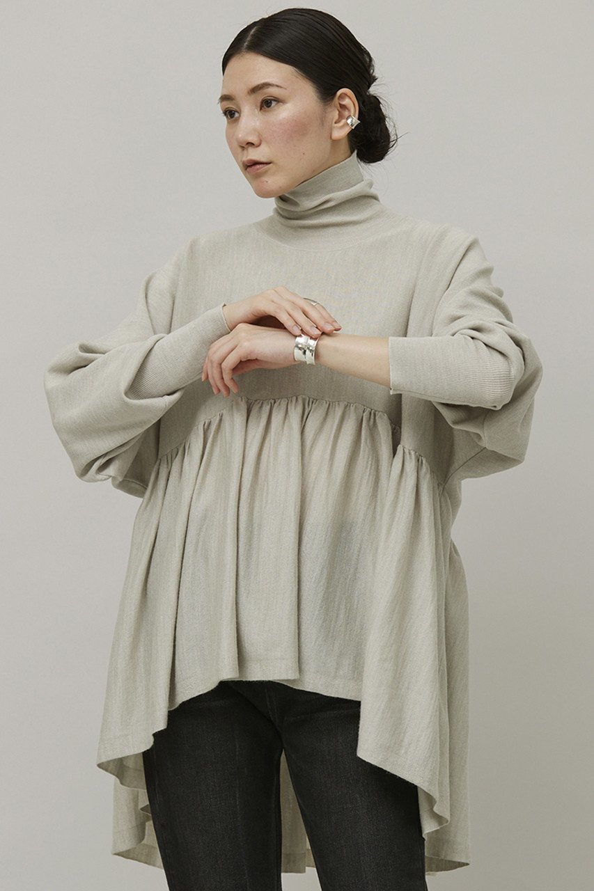 【カレンソロジー/Curensology】のハイネックギャザーニットプルオーバー 人気、トレンドファッション・服の通販 founy(ファニー) 　ファッション　Fashion　レディースファッション　Fashion for Women　トップス・カットソー　Cut & Sew Tops　ニット　Knit Tops & Sweaters　カジュアルプルオーバー・ニットトップス　Pullovers & Knit Tops / Casual Pullovers　なめらか　Smooth, Silky Texture　ギャザー　Gathered, Ruffled　ハイネック　High Neck, Mock Neck　フレア　Flare, Flared　冬　Winter / This Winter　 other-1|ID: prp329100003524214 ipo3291000000033541320