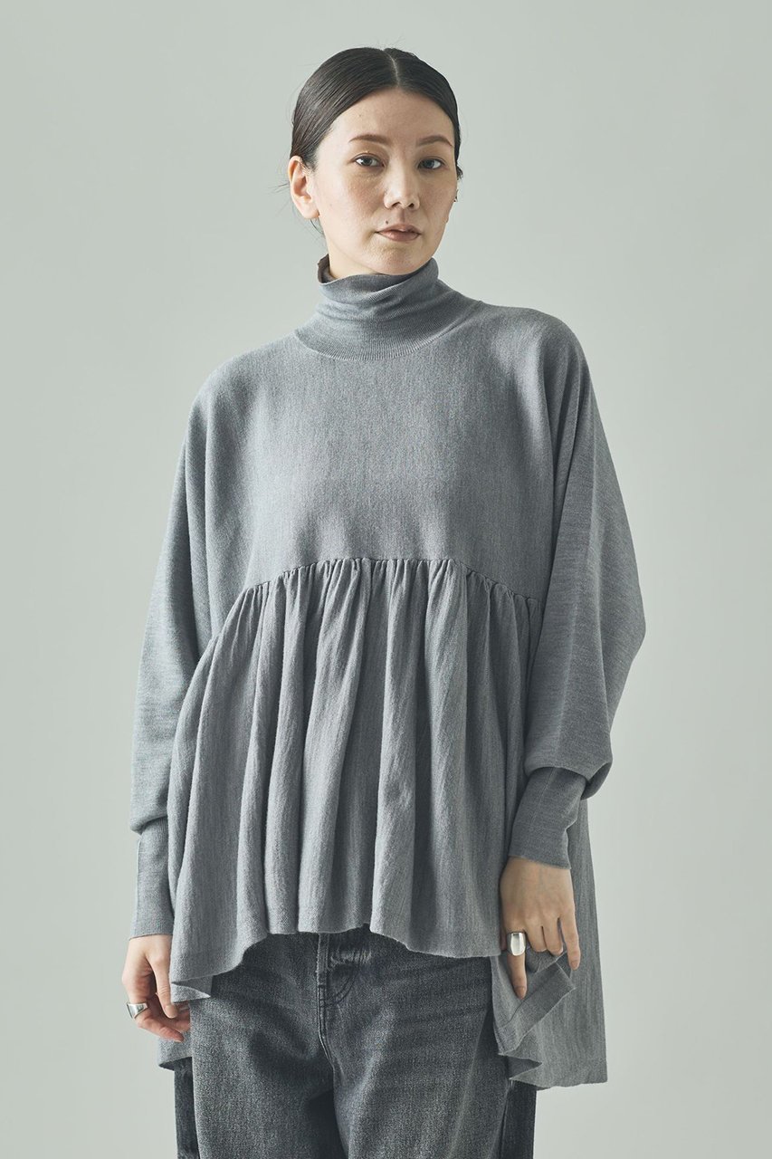 【カレンソロジー/Curensology】のハイネックギャザーニットプルオーバー 人気、トレンドファッション・服の通販 founy(ファニー) 　ファッション　Fashion　レディースファッション　Fashion for Women　トップス・カットソー　Cut & Sew Tops　ニット　Knit Tops & Sweaters　カジュアルプルオーバー・ニットトップス　Pullovers & Knit Tops / Casual Pullovers　なめらか　Smooth, Silky Texture　ギャザー　Gathered, Ruffled　ハイネック　High Neck, Mock Neck　フレア　Flare, Flared　冬　Winter / This Winter　other-2|ID: prp329100003524214 ipo3291000000035600045
