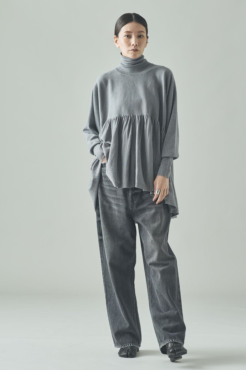 【カレンソロジー/Curensology】のハイネックギャザーニットプルオーバー 人気、トレンドファッション・服の通販 founy(ファニー) 　ファッション　Fashion　レディースファッション　Fashion for Women　トップス・カットソー　Cut & Sew Tops　ニット　Knit Tops & Sweaters　カジュアルプルオーバー・ニットトップス　Pullovers & Knit Tops / Casual Pullovers　なめらか　Smooth, Silky Texture　ギャザー　Gathered, Ruffled　ハイネック　High Neck, Mock Neck　フレア　Flare, Flared　冬　Winter / This Winter　other-5|ID: prp329100003524214 ipo3291000000035600049