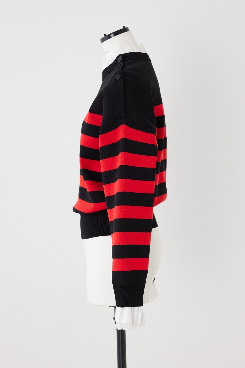 【ナゴンスタンス/nagonstans】のフリルボーダーP.O/プルオーバー 人気、トレンドファッション・服の通販 founy(ファニー) 　ファッション　Fashion　レディースファッション　WOMEN　トップス・カットソー　Tops/Tshirt　シャツ/ブラウス　Shirts/Blouses　ロング / Tシャツ　T-Shirts　プルオーバー　Pullover　カットソー　Cut and Sewn　スリーブ　Sleeve　ドッキング　Docking　フェミニン　Feminine　フリル　Frills　ボーダー　Border　レース　Race　ロング　Long　エレガント 上品　Elegant　other-2|ID: prp329100003526846 ipo3291000000031400706