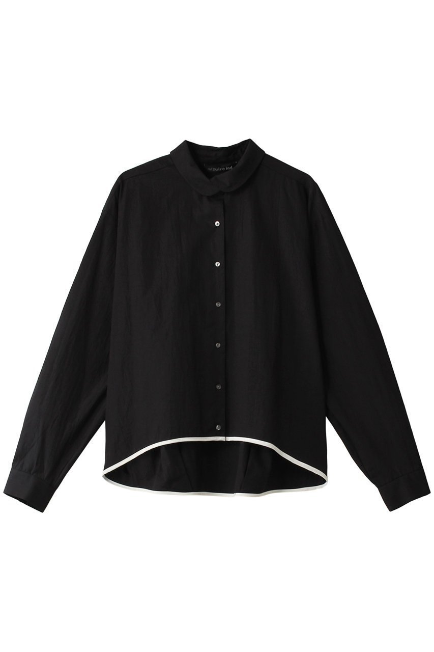 【ミズイロ インド/mizuiro ind】のbicolor hem round collar shirt シャツ インテリア・キッズ・メンズ・レディースファッション・服の通販 founy(ファニー) 　ファッション　Fashion　レディースファッション　WOMEN　トップス・カットソー　Tops/Tshirt　シャツ/ブラウス　Shirts/Blouses　スリーブ　Sleeve　パイピング　Piping　フロント　Front　ロング　Long　長袖　Long Sleeve　black|ID: prp329100003538394 ipo3291000000023347999