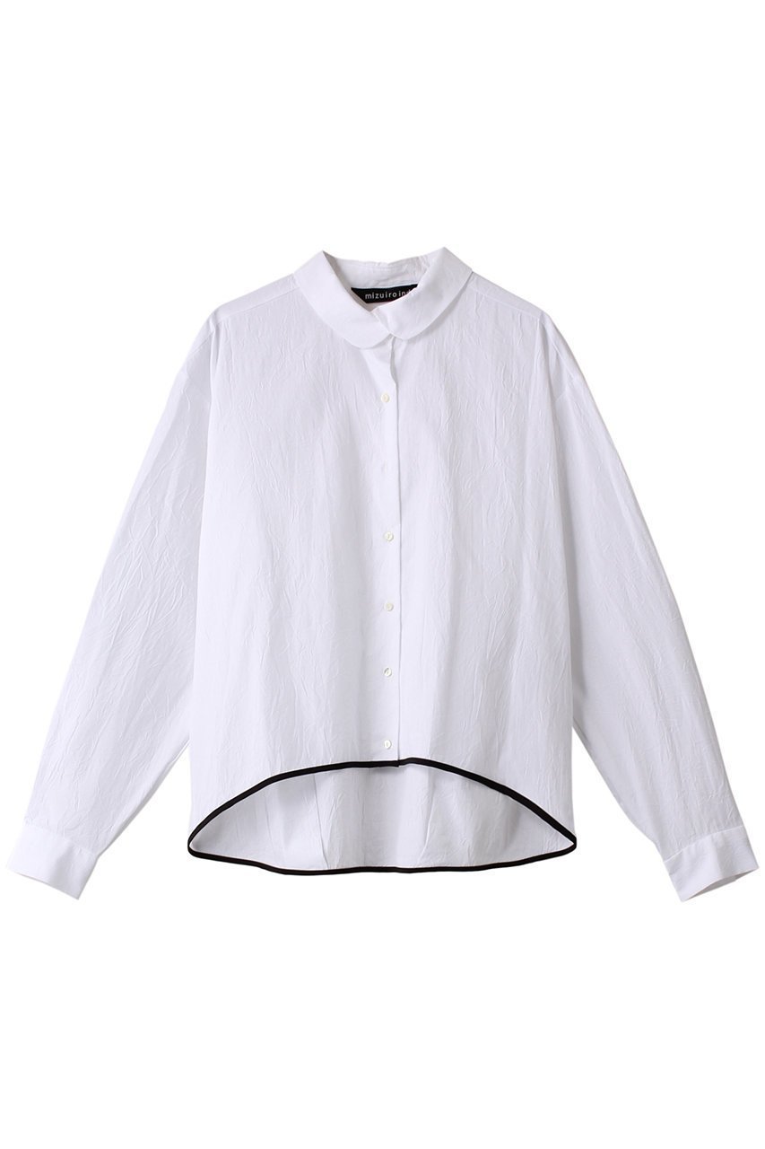 【ミズイロ インド/mizuiro ind】のbicolor hem round collar shirt シャツ インテリア・キッズ・メンズ・レディースファッション・服の通販 founy(ファニー) 　ファッション　Fashion　レディースファッション　WOMEN　トップス・カットソー　Tops/Tshirt　シャツ/ブラウス　Shirts/Blouses　スリーブ　Sleeve　パイピング　Piping　フロント　Front　ロング　Long　長袖　Long Sleeve　white|ID: prp329100003538394 ipo3291000000023348000