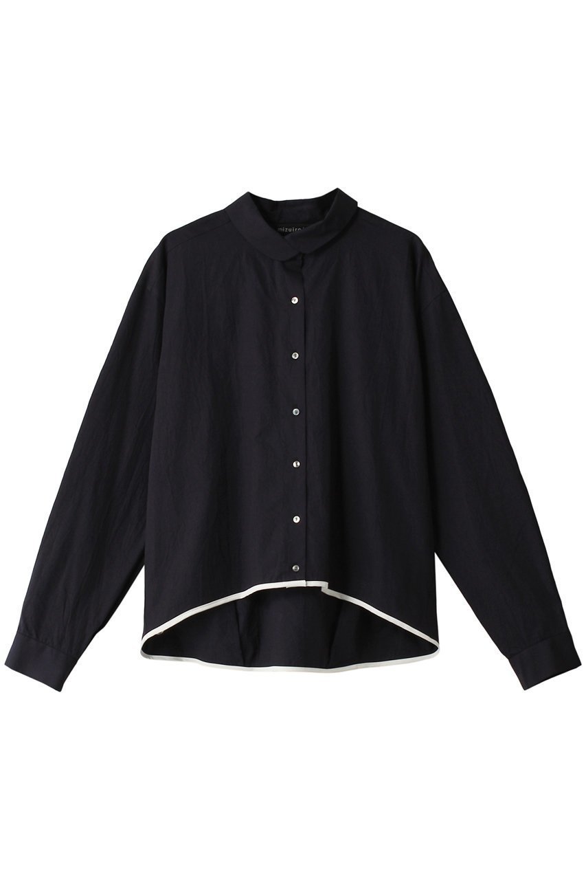 【ミズイロ インド/mizuiro ind】のbicolor hem round collar shirt シャツ インテリア・キッズ・メンズ・レディースファッション・服の通販 founy(ファニー) 　ファッション　Fashion　レディースファッション　WOMEN　トップス・カットソー　Tops/Tshirt　シャツ/ブラウス　Shirts/Blouses　スリーブ　Sleeve　パイピング　Piping　フロント　Front　ロング　Long　長袖　Long Sleeve　navy|ID: prp329100003538394 ipo3291000000023348001