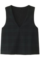 【ミズイロ インド/mizuiro ind】のcheck V neck reversible vest ベスト ブラックチェック|ID:prp329100003540038