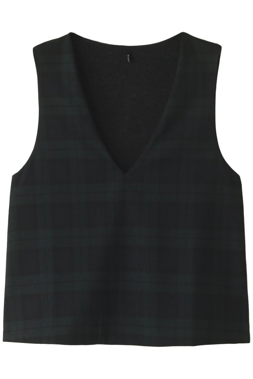 【ミズイロ インド/mizuiro ind】のcheck V neck reversible vest ベスト インテリア・キッズ・メンズ・レディースファッション・服の通販 founy(ファニー) 　ファッション　Fashion　レディースファッション　WOMEN　アウター　Coat Outerwear　ジャケット　Jackets　おすすめ　Recommend　カットソー　Cut And Sew　ジャケット　Jacket　セットアップ　Set Up　チェック　Check　ベスト　Vest　リバーシブル　Reversible　無地　Plain Color　A/W・秋冬　Aw・Autumn/Winter・Fw・Fall-Winter　ブラックチェック|ID: prp329100003540038 ipo3291000000029958363