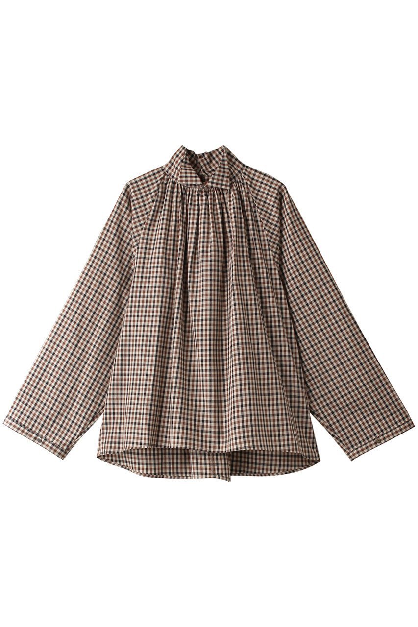 【ミズイロ インド/mizuiro ind】のcheck stand collar gather shirt シャツ インテリア・キッズ・メンズ・レディースファッション・服の通販 founy(ファニー) 　ファッション　Fashion　レディースファッション　WOMEN　トップス・カットソー　Tops/Tshirt　シャツ/ブラウス　Shirts/Blouses　ギャザー　Gather　スリーブ　Sleeve　チェック　Check　フォーマル　Formal　ロング　Long　秋　Autumn/Fall　ブラウンチェック(97A)|ID: prp329100003541734 ipo3291000000029958336