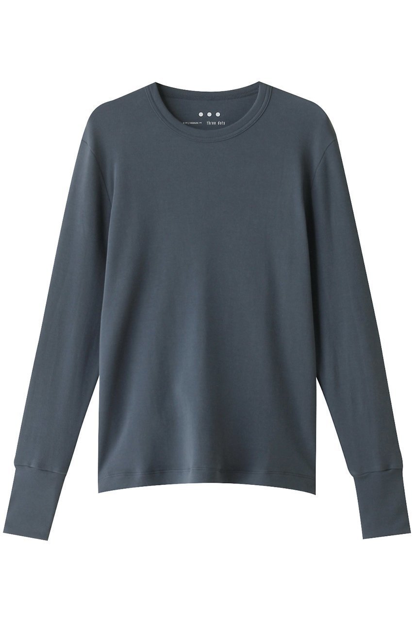 【スリー ドッツ/three dots】のスフレコットン ロングスリーブT インテリア・キッズ・メンズ・レディースファッション・服の通販 founy(ファニー) 　ファッション　Fashion　レディースファッション　Fashion for Women　トップス・カットソー　Cut & Sew Tops　シャツ・ブラウス・オフィスカジュアル　Elegant Blouses & Button-Ups　ロングTシャツ・Tシャツ　Longline T-Shirts & Tees　カットソー・ベーシックTシャツ　Cut-and-Sewn Tops / Stretch Tees & Basics　インナー　Innerwear　コンパクト　Compact, Small Size　シンプル　Simple, Minimal　スリーブ　Sleeve, Long Sleeve / Short Sleeve　ロング　Long, Long-Length　人気　Popular, Best Seller　グレイッシュブルー|ID: prp329100003541763 ipo3291000000032891862