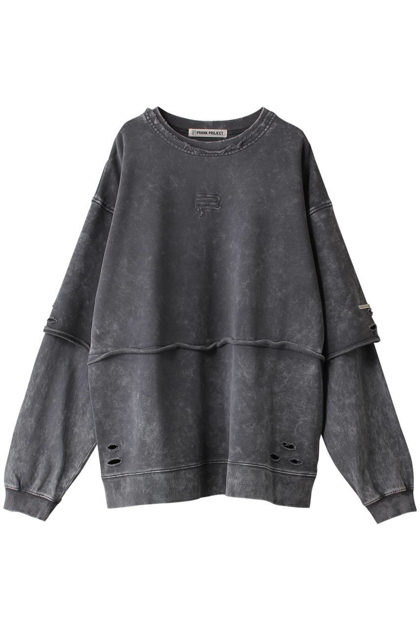 【プランク プロジェクト/PRANK PROJECT】のレイヤードピグメントスウェット / Layered Pigment Sweatshirt 人気、トレンドファッション・服の通販 founy(ファニー) 　ファッション　Fashion　レディースファッション　WOMEN　トップス・カットソー　Tops/Tshirt　シャツ/ブラウス　Shirts/Blouses　パーカ　Sweats　ロング / Tシャツ　T-Shirts　スウェット　Sweat　カットソー　Cut and Sewn　クラッシュ　Crash　ケミカル　Chemical　スウェット　Sweat　レギンス　Leggings　ワイド　Wide　 other-1|ID: prp329100003541817 ipo3291000000026727788