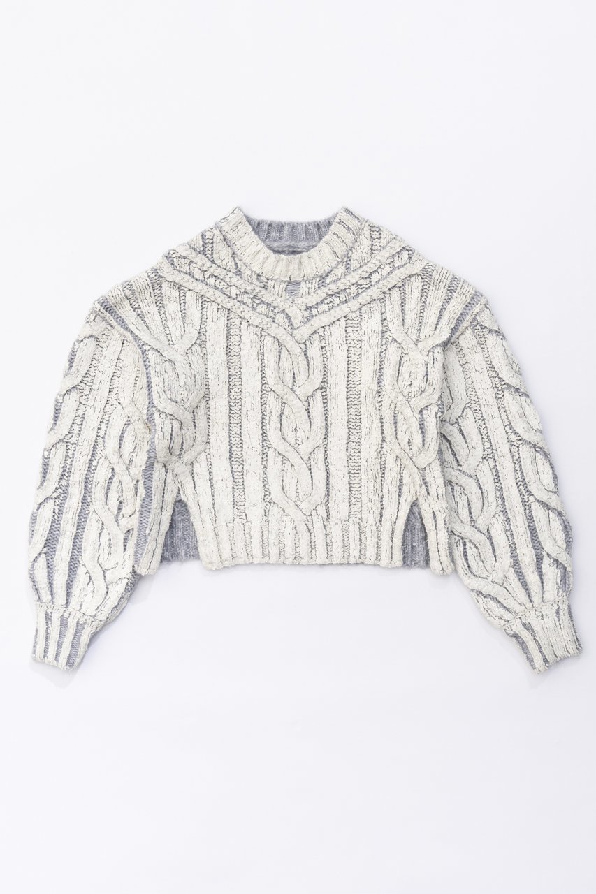 【プランク プロジェクト/PRANK PROJECT】のケーブルベイントニットプルオーバー / Cable Painted Knit Pullover インテリア・キッズ・メンズ・レディースファッション・服の通販 founy(ファニー) 　ファッション　Fashion　レディースファッション　WOMEN　トップス・カットソー　Tops/Tshirt　ニット　Knit Tops　プルオーバー　Pullover　ウォーム　クロップド　ボトム　IVR(アイボリー)|ID: prp329100003541818 ipo3291000000023371702