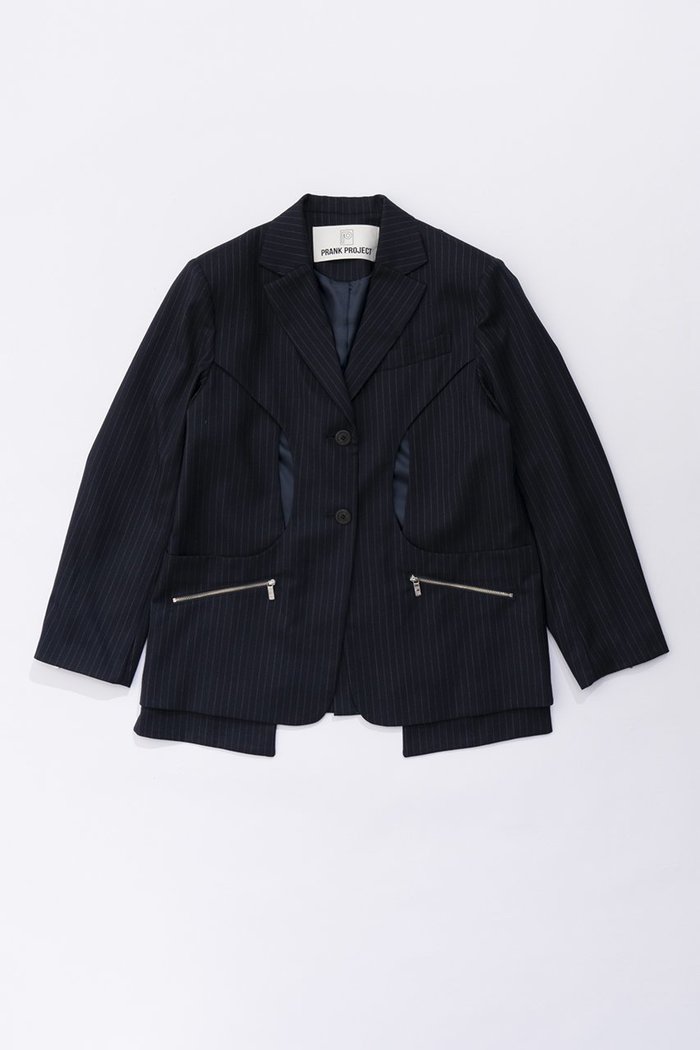 【プランク プロジェクト/PRANK PROJECT】のカットアウトナロージャケット / Cut-out Narrow Jacket インテリア・キッズ・メンズ・レディースファッション・服の通販 founy(ファニー) https://founy.com/ ファッション Fashion レディースファッション WOMEN アウター Coat Outerwear ジャケット Jackets おすすめ Recommend ジャケット Jacket ストライプ Stripe |ID: prp329100003541831 ipo3291000000023371744