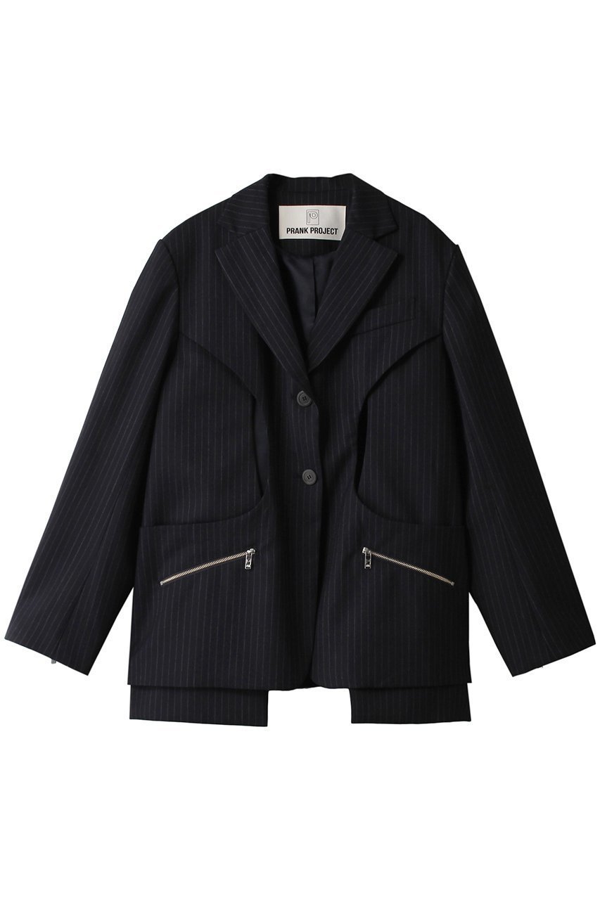 【プランク プロジェクト/PRANK PROJECT】のカットアウトナロージャケット / Cut-out Narrow Jacket インテリア・キッズ・メンズ・レディースファッション・服の通販 founy(ファニー) 　ファッション　Fashion　レディースファッション　Fashion for Women　アウター　Coat / Outerwear Collection　レディースジャケット・軽アウター　Jackets　おすすめ　Recommended / Our Picks　ジャケット　Jacket, Outerwear　ストライプ　Stripe, Striped Pattern　NVY(ネイビー)|ID: prp329100003541831 ipo3291000000032966676