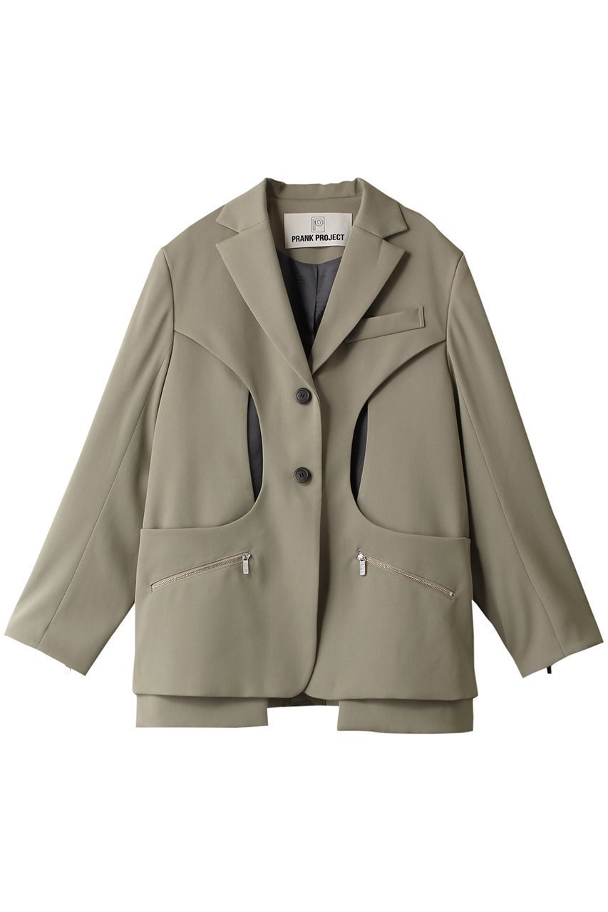 【プランク プロジェクト/PRANK PROJECT】のカットアウトナロージャケット / Cut-out Narrow Jacket インテリア・キッズ・メンズ・レディースファッション・服の通販 founy(ファニー) 　ファッション　Fashion　レディースファッション　Fashion for Women　アウター　Coat / Outerwear Collection　レディースジャケット・軽アウター　Jackets　おすすめ　Recommended / Our Picks　ジャケット　Jacket, Outerwear　ストライプ　Stripe, Striped Pattern　M.GRN(ミントグリーン)|ID: prp329100003541831 ipo3291000000032966680