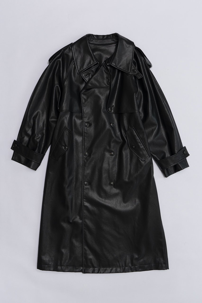 【プランク プロジェクト/PRANK PROJECT】の【UNISEX】ヴィーガンレザートレンチコート / Synthetic Leather Trench Coat インテリア・キッズ・メンズ・レディースファッション・服の通販 founy(ファニー) 　ファッション　Fashion　レディースファッション　WOMEN　アウター　Coat Outerwear　コート　Coats　トレンチコート　Trench Coats　UNISEX　トレンチ　マキシ　ロング　BLK(ブラック)|ID: prp329100003541834 ipo3291000000023371757
