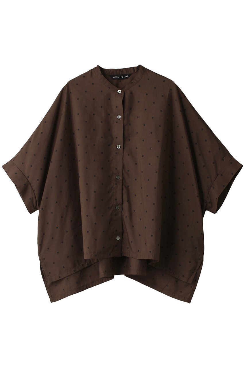 【ミズイロ インド/mizuiro ind】のdots stand collar wide shirt シャツ インテリア・キッズ・メンズ・レディースファッション・服の通販 founy(ファニー) 　ファッション　Fashion　レディースファッション　WOMEN　トップス・カットソー　Tops/Tshirt　シャツ/ブラウス　Shirts/Blouses　シアー　Sheer　スタンド　Stand　スリーブ　Sleeve　ドット　Dot　ポンチョ　Poncho　ロング　Long　brown|ID: prp329100003545383 ipo3291000000023481171