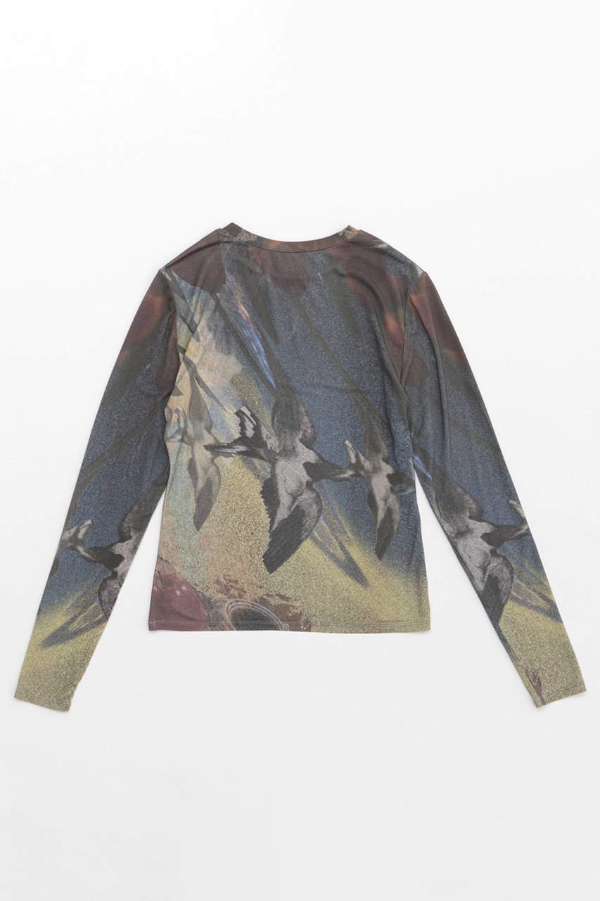 【メゾンスペシャル/MAISON SPECIAL】のスワローイマジネーションプリントトップス 人気、トレンドファッション・服の通販 founy(ファニー) ファッション Fashion レディースファッション Fashion for Women トップス・カットソー Cut & Sew Tops シャツ・ブラウス・オフィスカジュアル Elegant Blouses & Button-Ups ロングTシャツ・Tシャツ Longline T-Shirts & Tees カットソー・ベーシックTシャツ Cut-and-Sewn Tops / Stretch Tees & Basics ウォーム Warm Fabric スリーブ Sleeve, Long Sleeve / Short Sleeve プリント Print, Printed Pattern ロング Long, Long-Length エレガント 上品 Elegant 秋 Autumn other-6|ID: prp329100003545392 ipo3291000000036794712