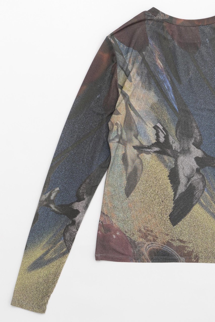 【メゾンスペシャル/MAISON SPECIAL】のスワローイマジネーションプリントトップス 人気、トレンドファッション・服の通販 founy(ファニー) ファッション Fashion レディースファッション Fashion for Women トップス・カットソー Cut & Sew Tops シャツ・ブラウス・オフィスカジュアル Elegant Blouses & Button-Ups ロングTシャツ・Tシャツ Longline T-Shirts & Tees カットソー・ベーシックTシャツ Cut-and-Sewn Tops / Stretch Tees & Basics ウォーム Warm Fabric スリーブ Sleeve, Long Sleeve / Short Sleeve プリント Print, Printed Pattern ロング Long, Long-Length エレガント 上品 Elegant 秋 Autumn other-8|ID: prp329100003545392 ipo3291000000036794714