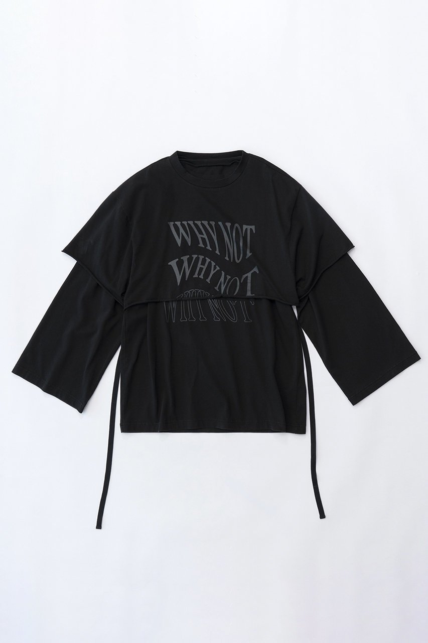 【メゾンスペシャル/MAISON SPECIAL】のWHY NOT レイヤードロンTEE 人気、トレンドファッション・服の通販 founy(ファニー) 　ファッション　Fashion　レディースファッション　WOMEN　トップス・カットソー　Tops/Tshirt　シャツ/ブラウス　Shirts/Blouses　ロング / Tシャツ　T-Shirts　カットソー　Cut and Sewn　おすすめ　Recommend　コンパクト　ストレート　スリーブ　バランス　フレア　フロント　プリント　リラックス　ロング　半袖　長袖　 other-1|ID: prp329100003547479 ipo3291000000023406621