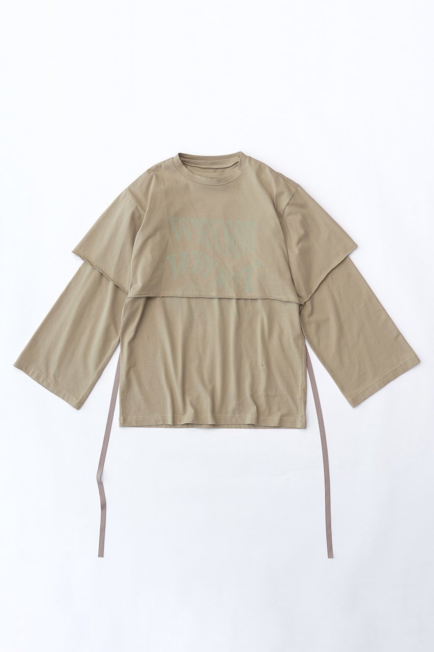 【メゾンスペシャル/MAISON SPECIAL】のWHY NOT レイヤードロンTEE インテリア・キッズ・メンズ・レディースファッション・服の通販 founy(ファニー) 　ファッション　Fashion　レディースファッション　WOMEN　トップス・カットソー　Tops/Tshirt　シャツ/ブラウス　Shirts/Blouses　ロング / Tシャツ　T-Shirts　カットソー　Cut and Sewn　おすすめ　Recommend　コンパクト　ストレート　スリーブ　バランス　フレア　フロント　プリント　リラックス　ロング　半袖　長袖　BGE(ベージュ)|ID: prp329100003547479 ipo3291000000023406624