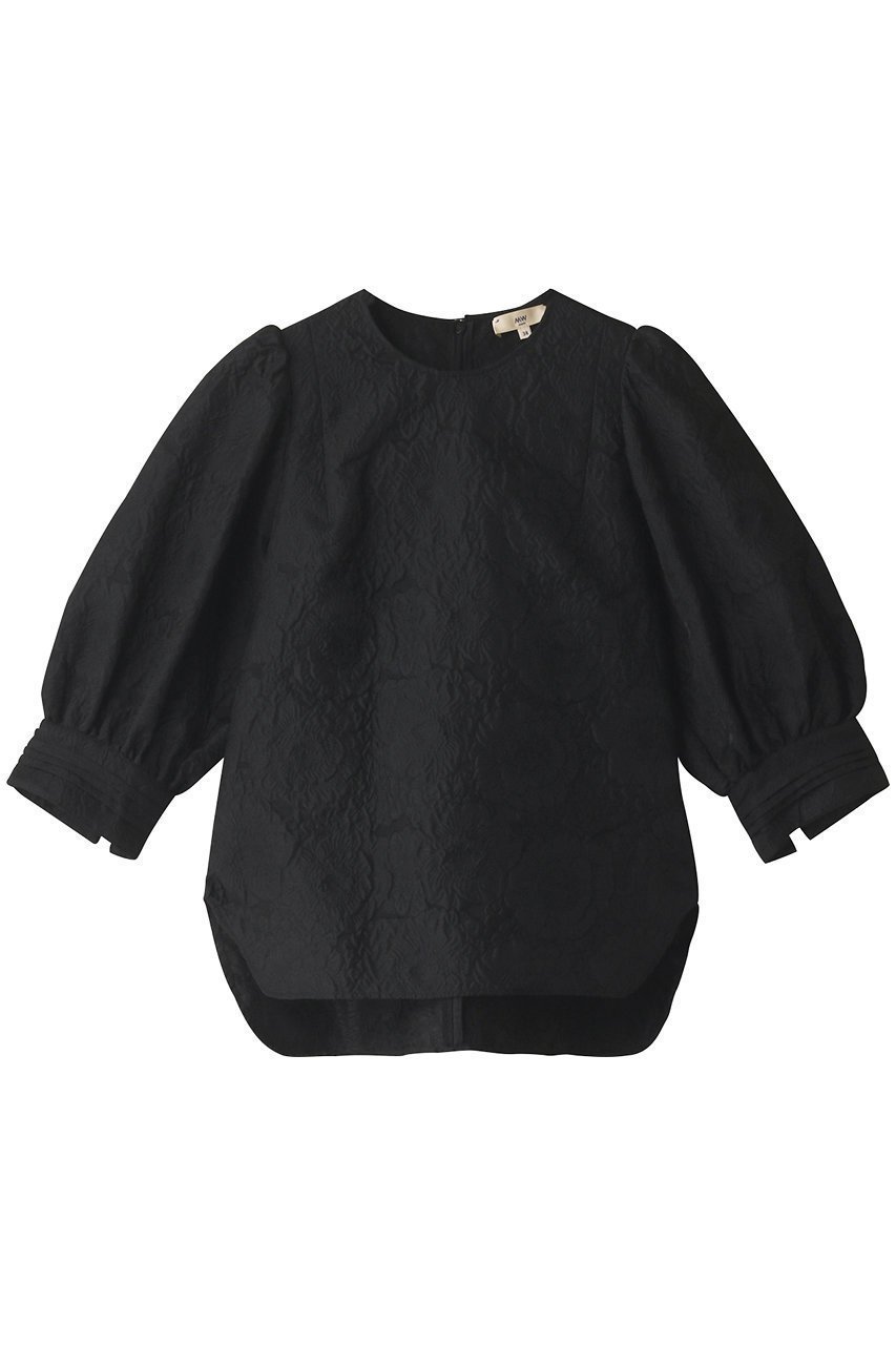【エムダブリュー/MW】のジャガード タック ブラウス インテリア・キッズ・メンズ・レディースファッション・服の通販 founy(ファニー) 　ファッション　Fashion　レディースファッション　Fashion for Women　トップス・カットソー　Cut & Sew Tops　シャツ・ブラウス・オフィスカジュアル　Elegant Blouses & Button-Ups　カフス　Cuff Design　ショート　Short, Short Length　シンプル　Simple, Minimal　ジャカード／ジャガード　Jacquard, Woven Pattern　スリーブ　Sleeve, Long Sleeve / Short Sleeve　フラワー　Flower, Floral　ワンポイント　One Point, Statement Accent　ブラック|ID: prp329100003551080 ipo3291000000032876667