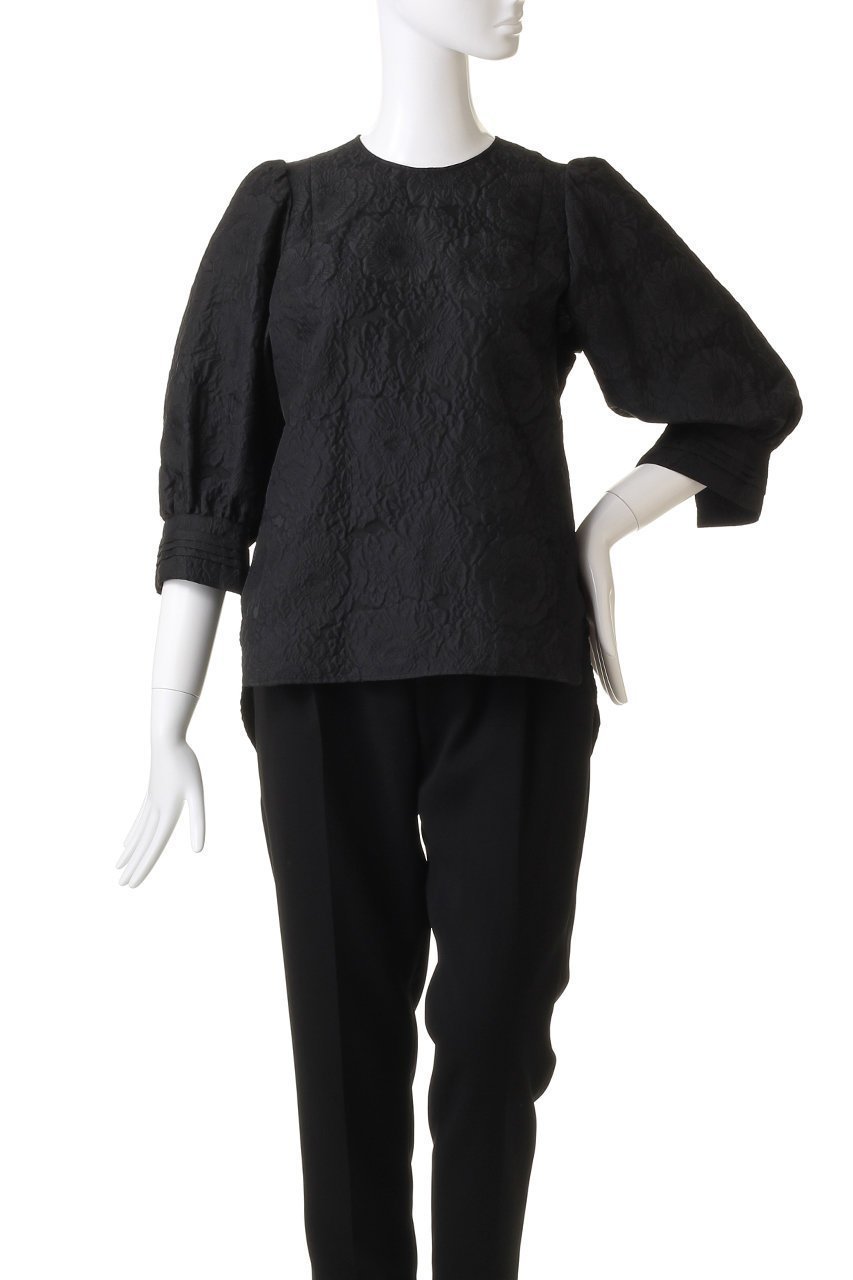 【エムダブリュー/MW】のジャガード タック ブラウス 人気、トレンドファッション・服の通販 founy(ファニー) 　ファッション　Fashion　レディースファッション　Fashion for Women　トップス・カットソー　Cut & Sew Tops　シャツ・ブラウス・オフィスカジュアル　Elegant Blouses & Button-Ups　カフス　Cuff Design　ショート　Short, Short Length　シンプル　Simple, Minimal　ジャカード／ジャガード　Jacquard, Woven Pattern　スリーブ　Sleeve, Long Sleeve / Short Sleeve　フラワー　Flower, Floral　ワンポイント　One Point, Statement Accent　other-2|ID: prp329100003551080 ipo3291000000032876671
