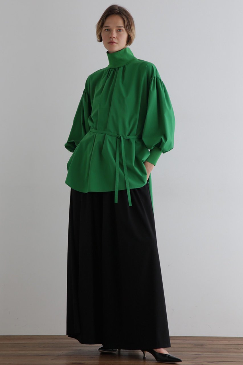 【ル フィル/LE PHIL】のリブニットギャザーブラウス 人気、トレンドファッション・服の通販 founy(ファニー) 　ファッション　Fashion　レディースファッション　WOMEN　トップス・カットソー　Tops/Tshirt　ニット　Knit Tops　シャツ/ブラウス　Shirts/Blouses　ギャザー　Gather　スタンド　Stand　スポーティ　Sporty　スリーブ　Sleeve　リブニット　Rib Knit　ロング　Long　other-2|ID: prp329100003552959 ipo3291000000031243404