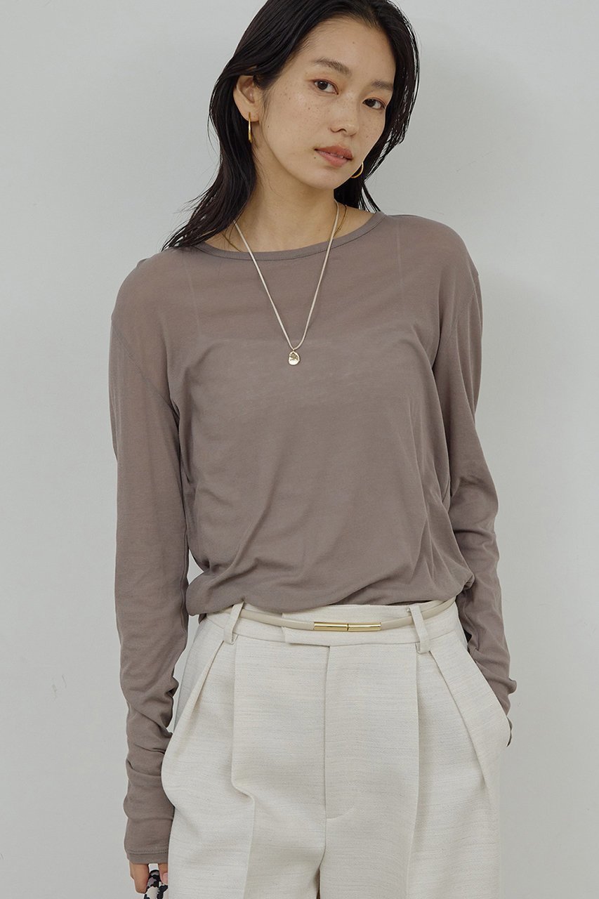 【ガリャルダガランテ/GALLARDAGALANTE】の【La nature linge】NEWロングスリーブTシャツ インテリア・キッズ・メンズ・レディースファッション・服の通販 founy(ファニー) 　ファッション　Fashion　レディースファッション　Fashion for Women　トップス・カットソー　Cut & Sew Tops　シャツ・ブラウス・オフィスカジュアル　Elegant Blouses & Button-Ups　ロングTシャツ・Tシャツ　Longline T-Shirts & Tees　カットソー・ベーシックTシャツ　Cut-and-Sewn Tops / Stretch Tees & Basics　インナー　Innerwear　カーディガン　Cardigan, Knitwear　シアー　Sheer, See-Through　ジャケット　Jacket, Outerwear　スリーブ　Sleeve, Long Sleeve / Short Sleeve　ロング　Long, Long-Length　定番　Standard, Basic Item　モカ|ID: prp329100003552986 ipo3291000000036681929