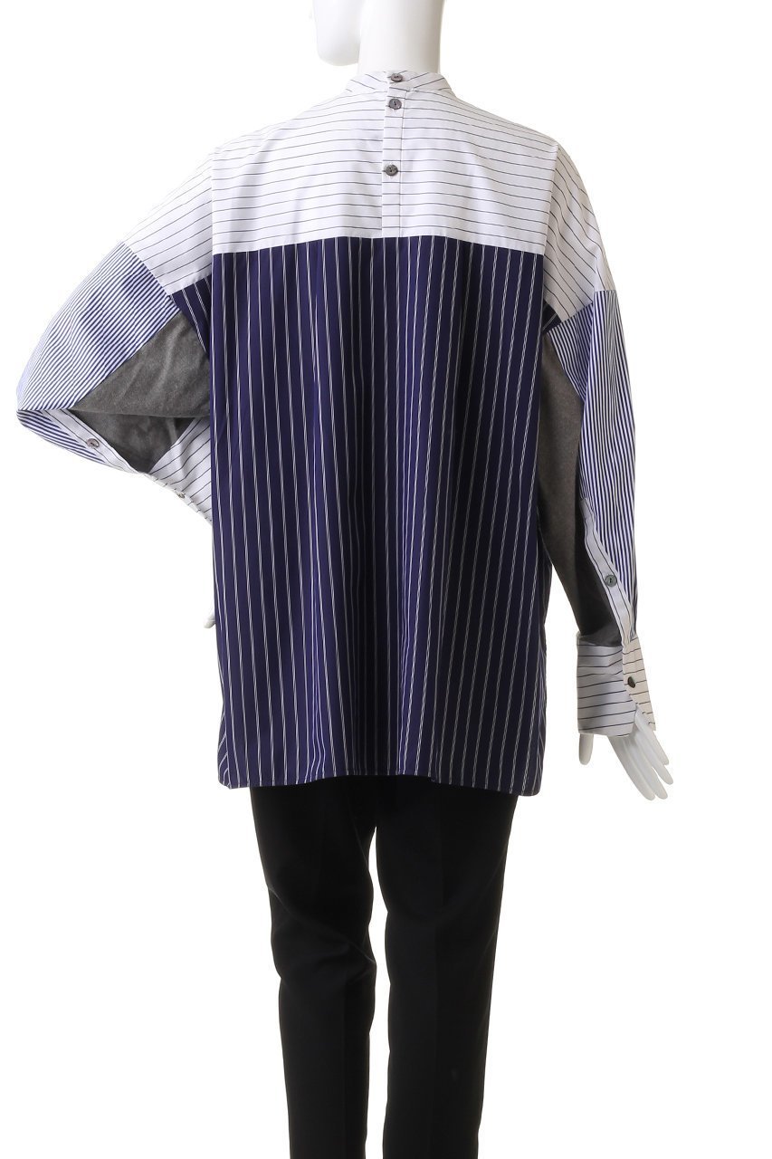 【ナゴンスタンス/nagonstans】のStripe スタンドMIX Fabric SH/シャツ 人気、トレンドファッション・服の通販 founy(ファニー) 　ファッション　Fashion　レディースファッション　WOMEN　トップス・カットソー　Tops/Tshirt　シャツ/ブラウス　Shirts/Blouses　おすすめ　Recommend　アシンメトリー　Asymmetry　スタンド　Stand　ストライプ　Stripe　スリーブ　Sleeve　ミックス　Mix　ルーズ　Loose　ロング　Long　冬　Winter　other-4|ID: prp329100003553046 ipo3291000000031398857