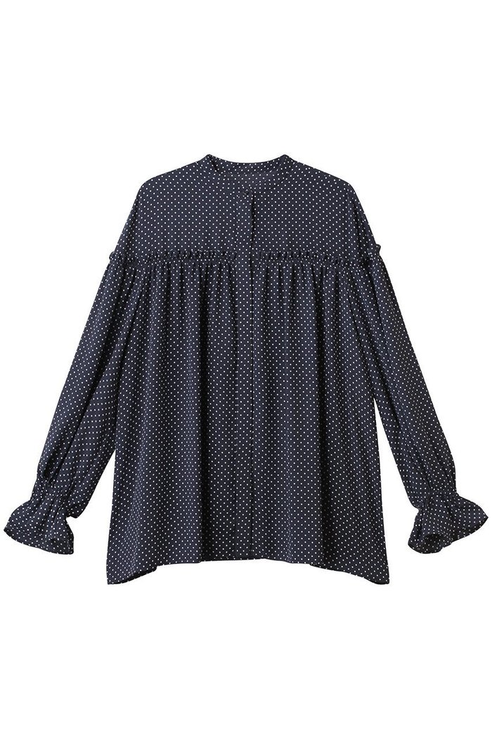 【デザイン ワークス/DESIGN WORKS】のドットプリントブラウス インテリア・キッズ・メンズ・レディースファッション・服の通販 founy(ファニー) https://founy.com/ ファッション Fashion レディースファッション Fashion for Women トップス・カットソー Cut & Sew Tops シャツ・ブラウス・オフィスカジュアル Elegant Blouses & Button-Ups ギャザー Gathered, Ruffled スリーブ Sleeve, Long Sleeve / Short Sleeve デニム Denim, Jeans Material ドット Polka Dot, Dot Pattern フェミニン Feminine, Girly プリント Print, Printed Pattern ロング Long, Long-Length 再入荷 Restock / Back in Stock |ID: prp329100003561753 ipo3291000000032745511