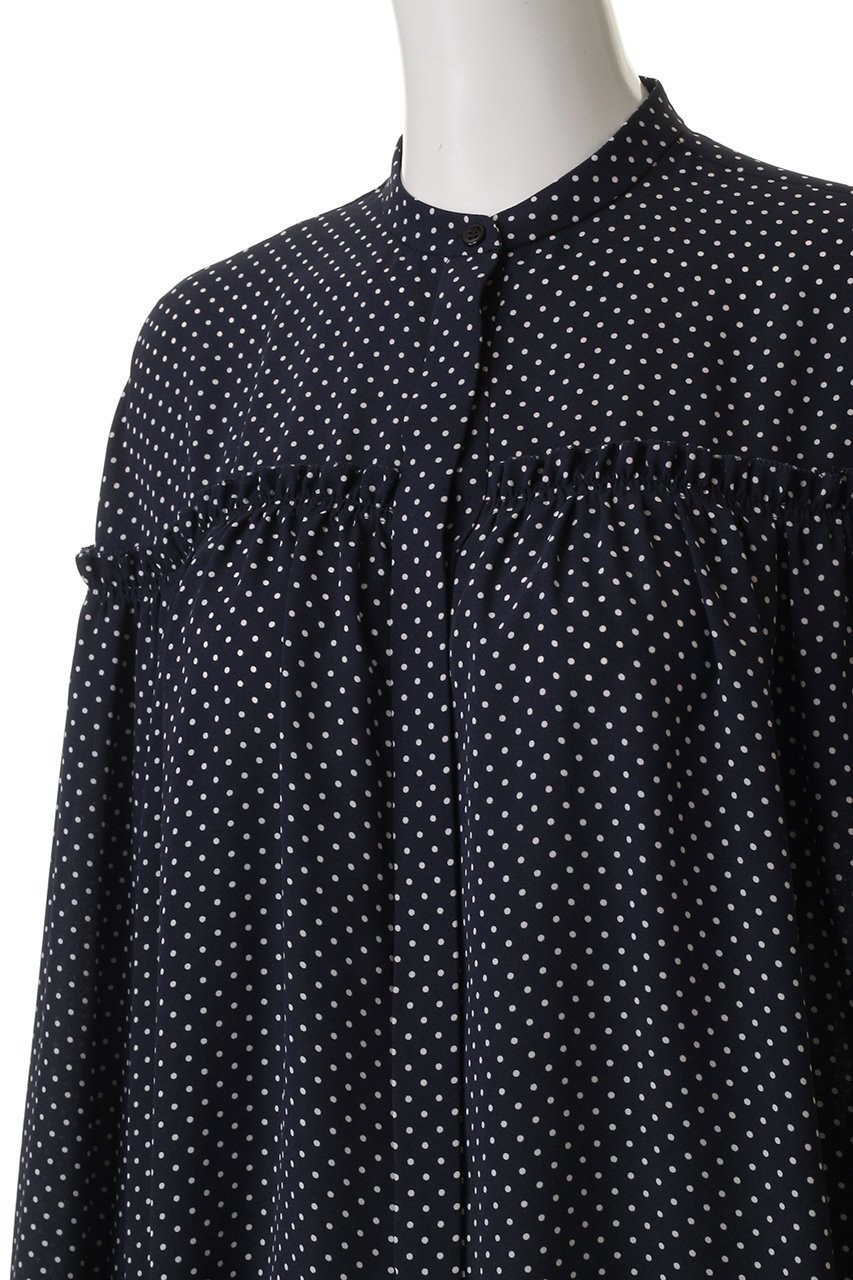 【デザイン ワークス/DESIGN WORKS】のドットプリントブラウス 人気、トレンドファッション・服の通販 founy(ファニー) 　ファッション　Fashion　レディースファッション　Fashion for Women　トップス・カットソー　Cut & Sew Tops　シャツ・ブラウス・オフィスカジュアル　Elegant Blouses & Button-Ups　ギャザー　Gathered, Ruffled　スリーブ　Sleeve, Long Sleeve / Short Sleeve　デニム　Denim, Jeans Material　ドット　Polka Dot, Dot Pattern　フェミニン　Feminine, Girly　プリント　Print, Printed Pattern　ロング　Long, Long-Length　other-5|ID: prp329100003561753 ipo3291000000032837998