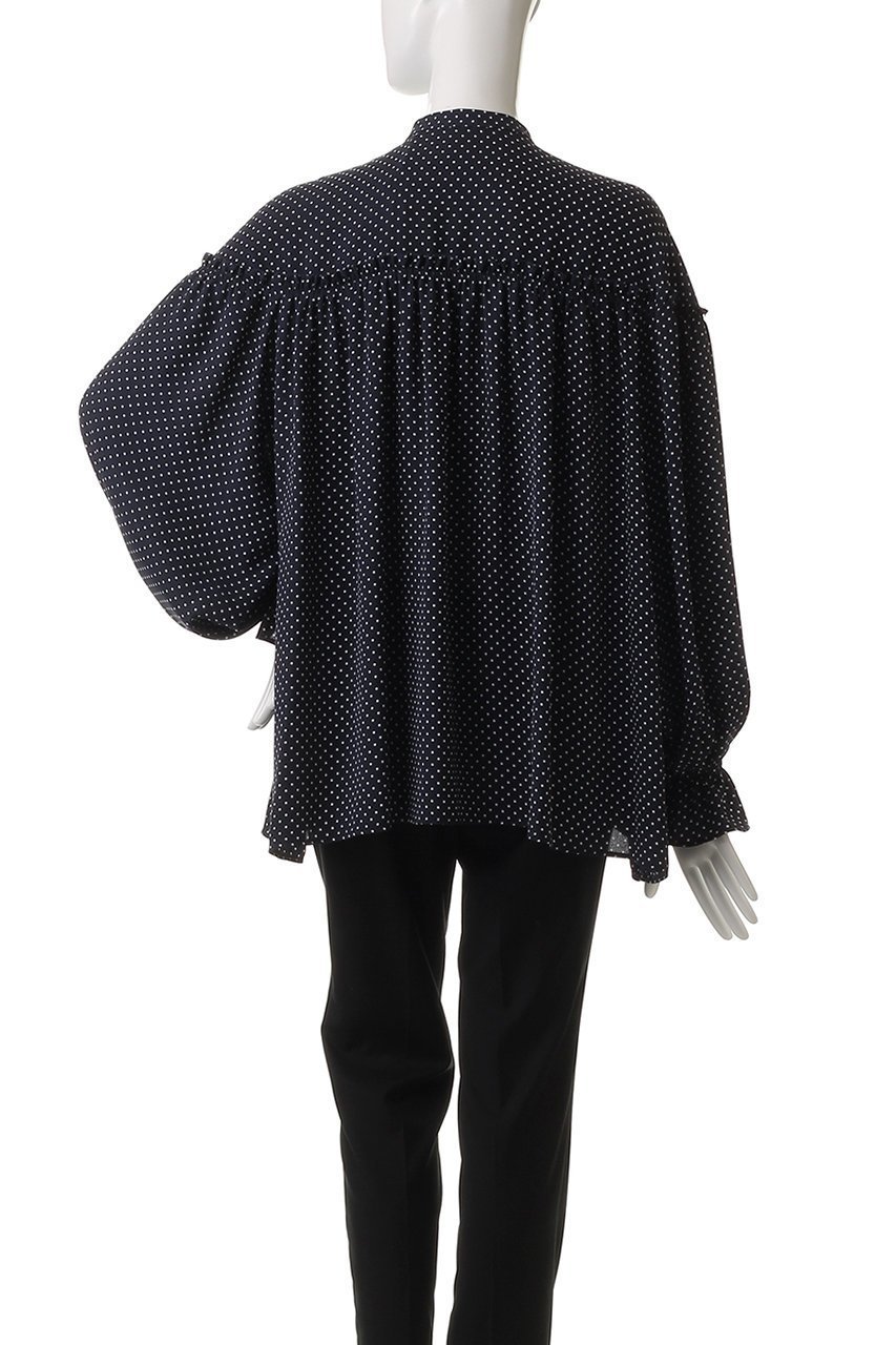 【デザイン ワークス/DESIGN WORKS】のドットプリントブラウス 人気、トレンドファッション・服の通販 founy(ファニー) 　ファッション　Fashion　レディースファッション　Fashion for Women　トップス・カットソー　Cut & Sew Tops　シャツ・ブラウス・オフィスカジュアル　Elegant Blouses & Button-Ups　ギャザー　Gathered, Ruffled　スリーブ　Sleeve, Long Sleeve / Short Sleeve　デニム　Denim, Jeans Material　ドット　Polka Dot, Dot Pattern　フェミニン　Feminine, Girly　プリント　Print, Printed Pattern　ロング　Long, Long-Length　other-4|ID: prp329100003561753 ipo3291000000034955051
