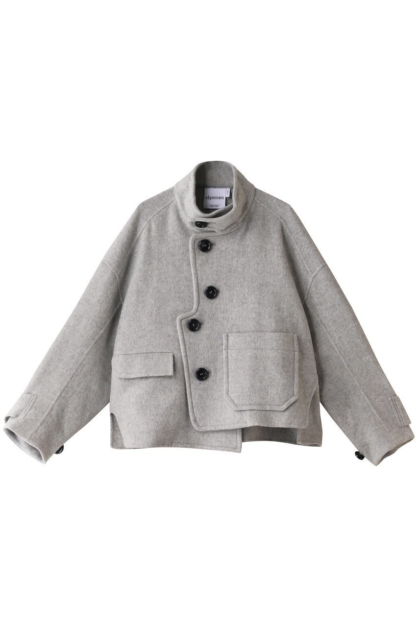【ナゴンスタンス/nagonstans】のWO/Nyビーバー アシンメトリー Short Coat/コート インテリア・キッズ・メンズ・レディースファッション・服の通販 founy(ファニー) 　ファッション　Fashion　レディースファッション　Fashion for Women　アウター　Coat / Outerwear Collection　コート・ロングコート・ピーコート　Long Coats, Peacoats & More　おすすめ　Recommended / Our Picks　アシンメトリー　Asymmetrical Style　ショート　Short, Short Length　ドレープ　Drape, Draping Fabric　ポケット　Pocket, Pocket Detail　エレガント 上品　Elegant　Wolf|ID: prp329100003624212 ipo3291000000035959709