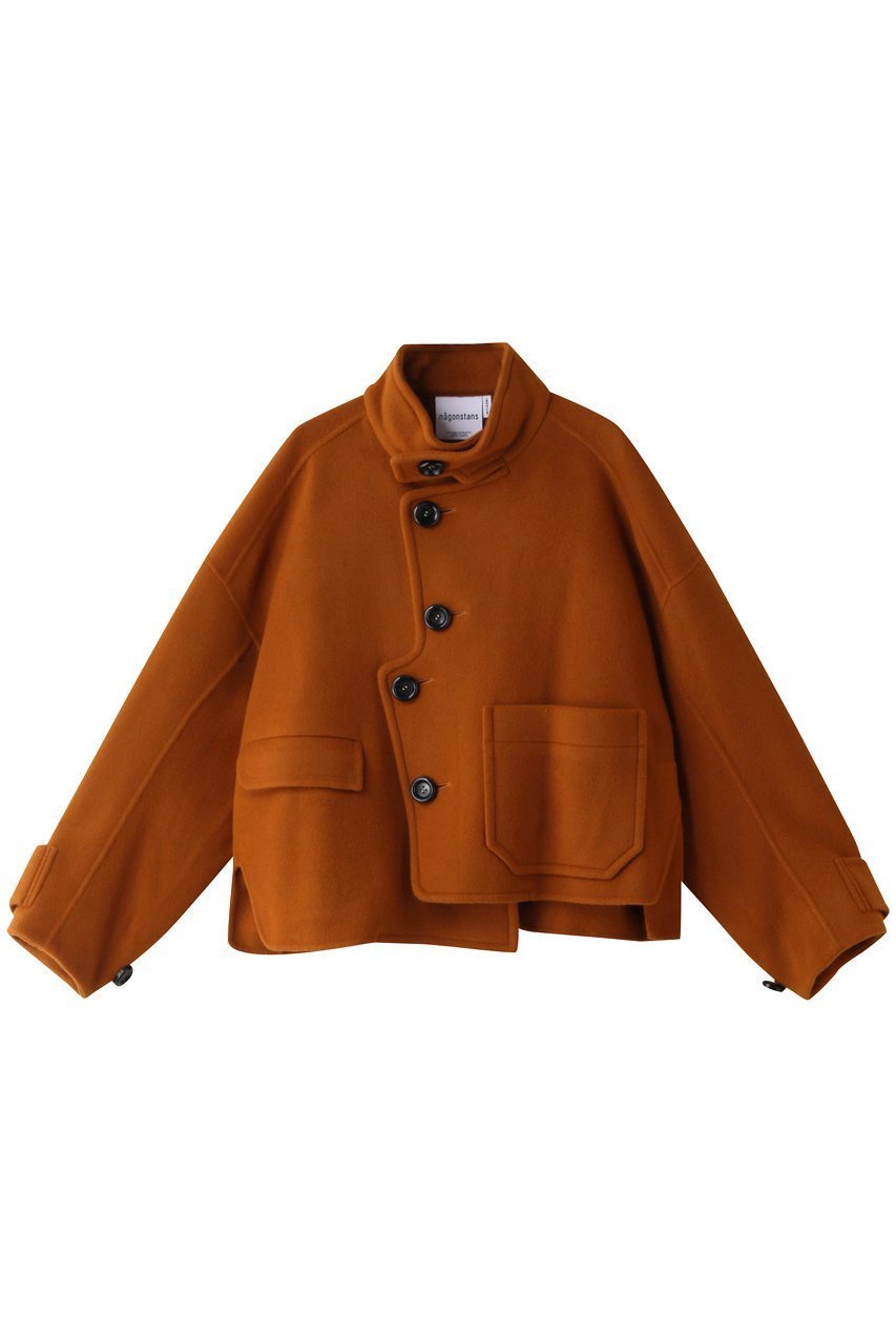 【ナゴンスタンス/nagonstans】のWOダブルフェイス アシンメトリー Short Coat/コート インテリア・キッズ・メンズ・レディースファッション・服の通販 founy(ファニー) 　ファッション　Fashion　レディースファッション　Fashion for Women　アウター　Coat / Outerwear Collection　コート・ロングコート・ピーコート　Long Coats, Peacoats & More　おすすめ　Recommended / Our Picks　アシンメトリー　Asymmetrical Style　ショート　Short, Short Length　ダブル　Double, Double-Breasted　フェイス　Face, Facial Design　ポケット　Pocket, Pocket Detail　エレガント 上品　Elegant　Cinnamon|ID: prp329100003624213 ipo3291000000032914732