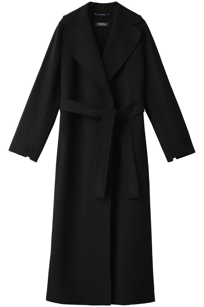 【マックスマーラ/Max Mara】の【 S Max Mara】POLDO ヴァージンウール ラップロングコート インテリア・キッズ・メンズ・レディースファッション・服の通販 founy(ファウニー) 　ファッション　Fashion　レディースファッション　Fashion for Women　アウター　Coat / Outerwear Collection　コート・ロングコート・ピーコート　Long Coats, Peacoats & More　おすすめ　Recommended / Our Picks　なめらか　Smooth, Silky Texture　シンプル　Simple, Minimal　ラップ　Wrap, Wrap Design　ロング　Long, Long-Length　A/W・秋冬　Autumn/Winter　ブラック|ID: prp329100003624511 ipo3291000000036498149